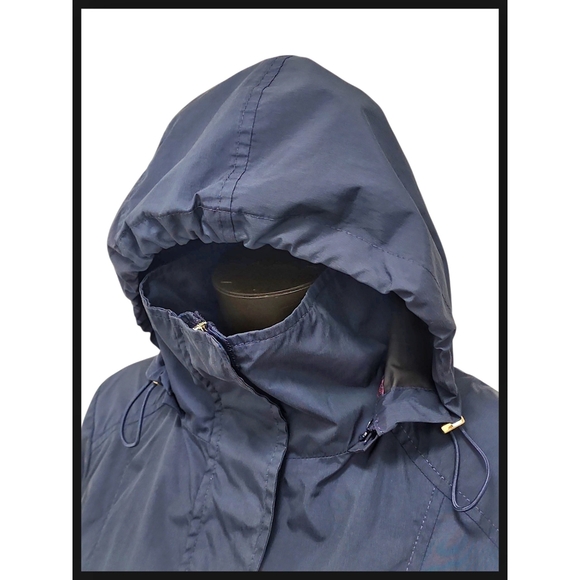 Cole Haan Signature Travel Packable Rain Hooded Zipper Jacket Coat Blue Small - Picture 6 of 13